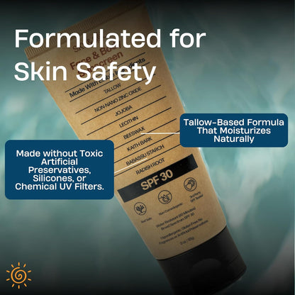 Sky and Sol Mineral Sunscreen SPF 50 | With Grass-Fed Tallow & Zinc Oxide | Non-Greasy Formula for Face & Body